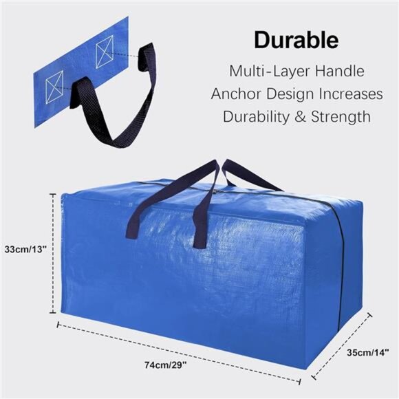 Heavy Duty Extra Large Moving Bags W/Backpack Straps - Strong Handles & Zippers - Picture 2 of 8